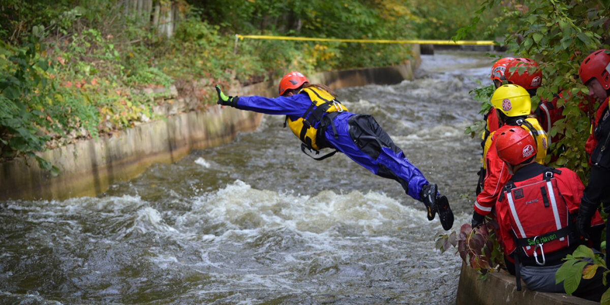 rescue team training in swiftwater