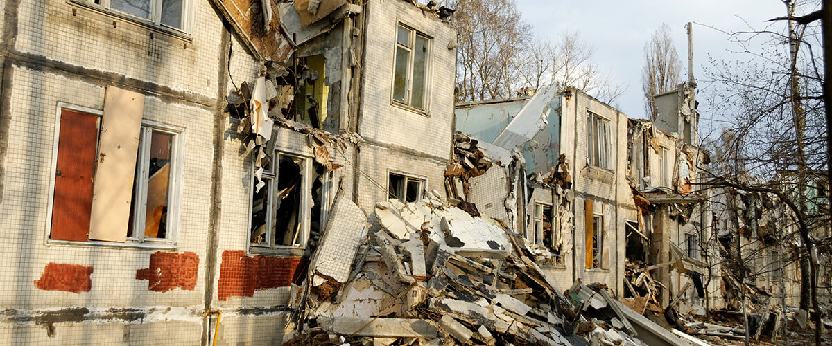 collapsed building